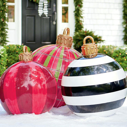Feestelijke Opblaasbare Buitenbal 60 cm – Weerbestendige PVC Kerstdecoratie