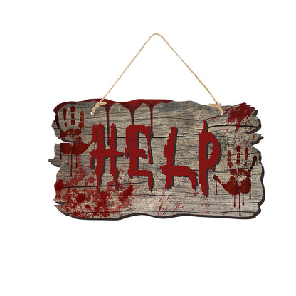 Halloween Deurbord – Houten Look Bordjes met Pompoen, Schedel en Heksendesigns