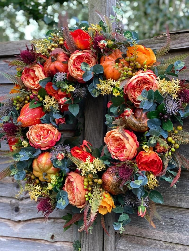 Deurkrans Herfst | Handgemaakt | Pioen & Pompoen Design | Voor Binnen & Buiten