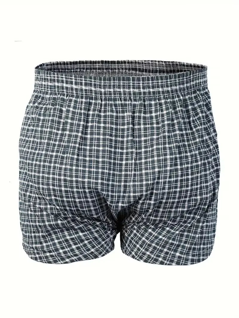 Heren Geruite Boxershort met Elastische Taille en Knoopsluiting