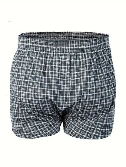Heren Geruite Boxershort met Elastische Taille en Knoopsluiting