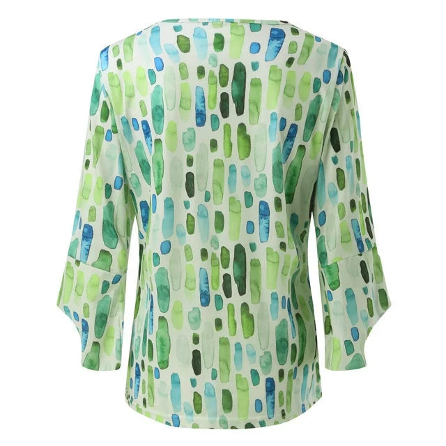 Geometrisch Chic Damesblouse – Comfort & Elegant Statement