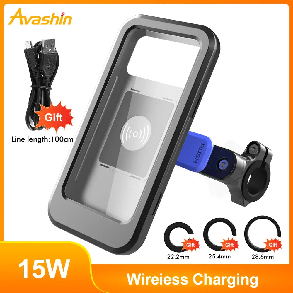 RideCharge Pro – Waterdichte Telefoonhouder met USB- en 15W Draadloos Opladen voor Fiets en E-Bike