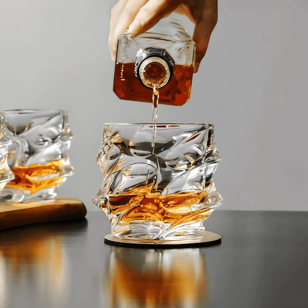 Golfstructuur Kristallen Whiskeyglas – Japanse Vakmanschap voor Optimale Grip en Smaakbeleving