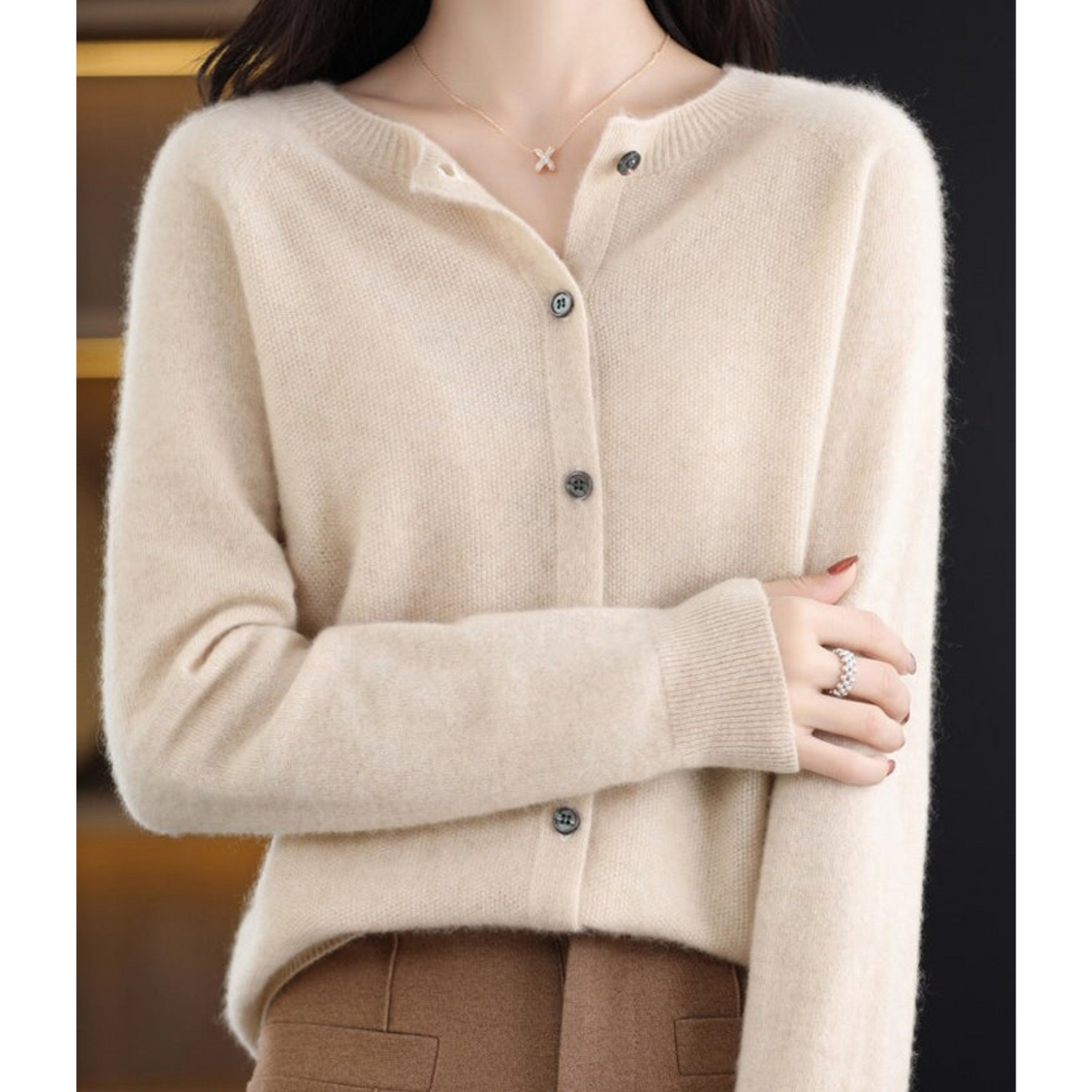 Luxe Merino Kasjmier Knooptrui - Zachte Comfort Trui