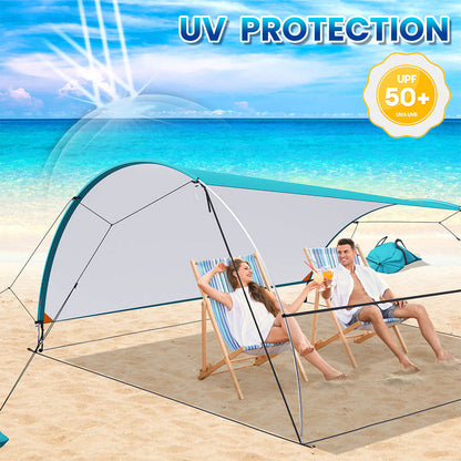 SolShade lichtgewicht zonneschuilplaats met UPF 50 en zandverankering – draagbaar en windbestendig