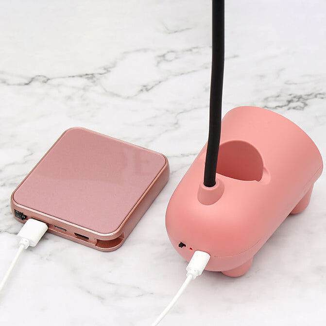 LumoBun Tafellamp – Schattige LED Bureaulamp met Penhouder en USB-aansluiting