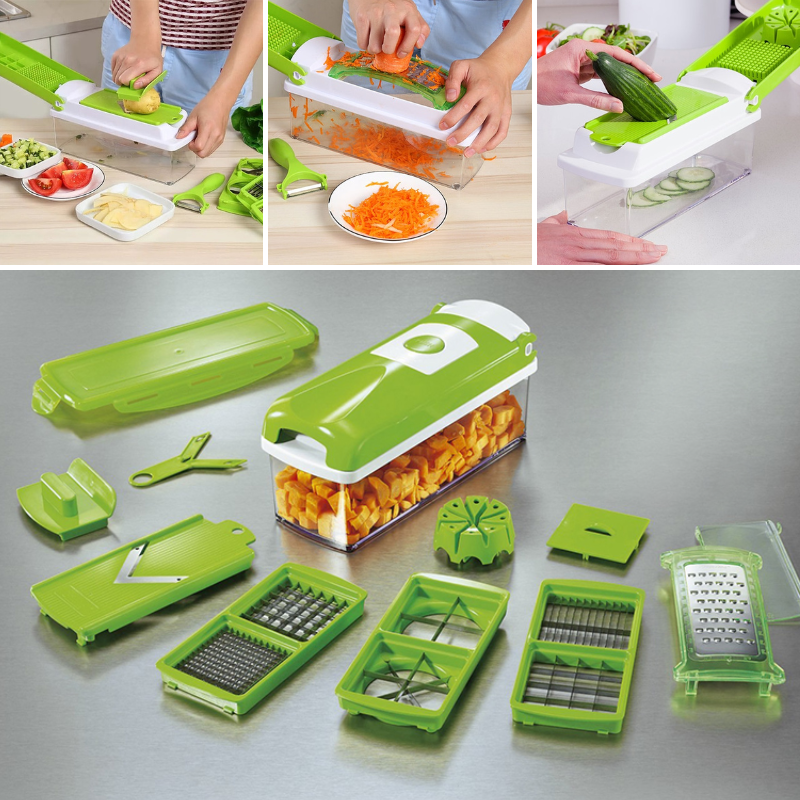 SlicePro 12-in-1 Groentesnijder – Multifunctioneel Snij- en Raspsysteem voor de Keuken