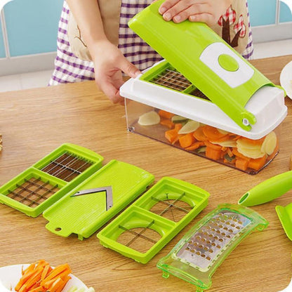 SlicePro 12-in-1 Groentesnijder – Multifunctioneel Snij- en Raspsysteem voor de Keuken