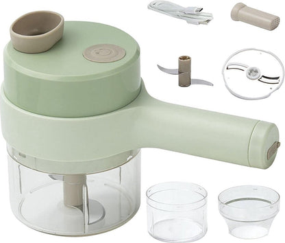 SnijGemak 4-in-1 Elektrische Groentesnijder – Oplaadbaar & Met Opvangbak