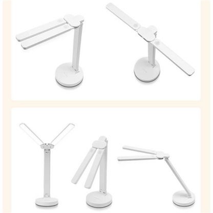 Verstelbare LED-bureaulamp met telefoonhouder - Oplaadbaar en dimbaar