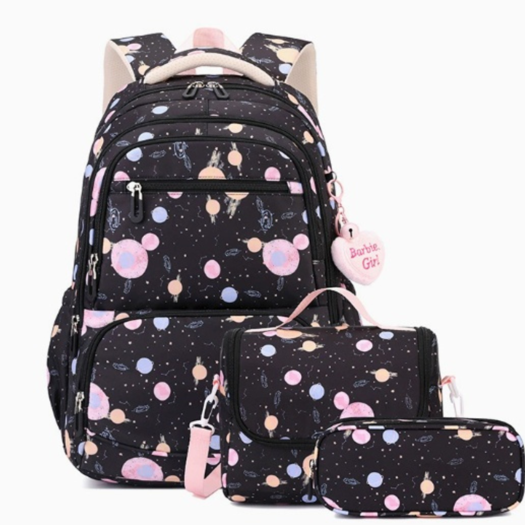 Driedelige Schooltas Set met Cartoonprint - Rugzak, Etui en Accessoires