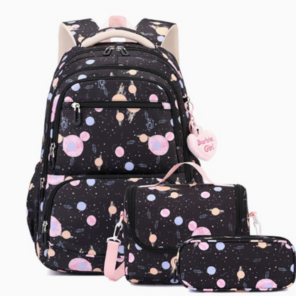 Driedelige Schooltas Set met Cartoonprint - Rugzak, Etui en Accessoires