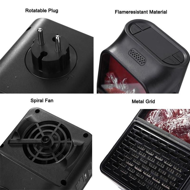 Compacte PTC Wandkachel met Vlameffect – 500W Draagbare Verwarming