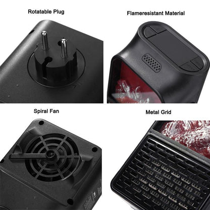 Compacte PTC Wandkachel met Vlameffect – 500W Draagbare Verwarming