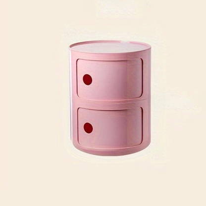 Ronde Nachtkast met Kunststof Lades en Modern Design