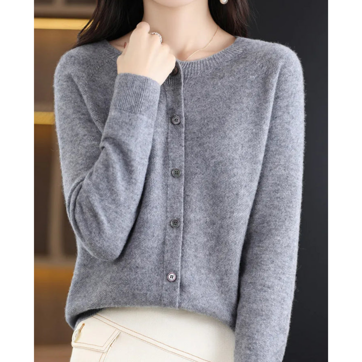 Luxe Merino Kasjmier Knooptrui - Zachte Comfort Trui
