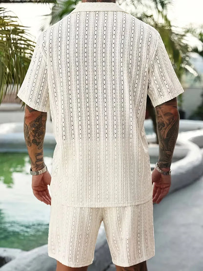 Heren Jacquard Zomerset met V-Hals Shirt en Short