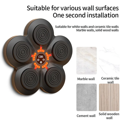 RitmeBox Wandtrainer – Slimme Bluetooth Boksmachine met Muziek & LED-reactie