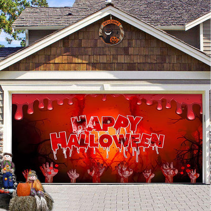 Halloween Garagedeur Decoratie Banner - Griezelige Sfeer in Minuten