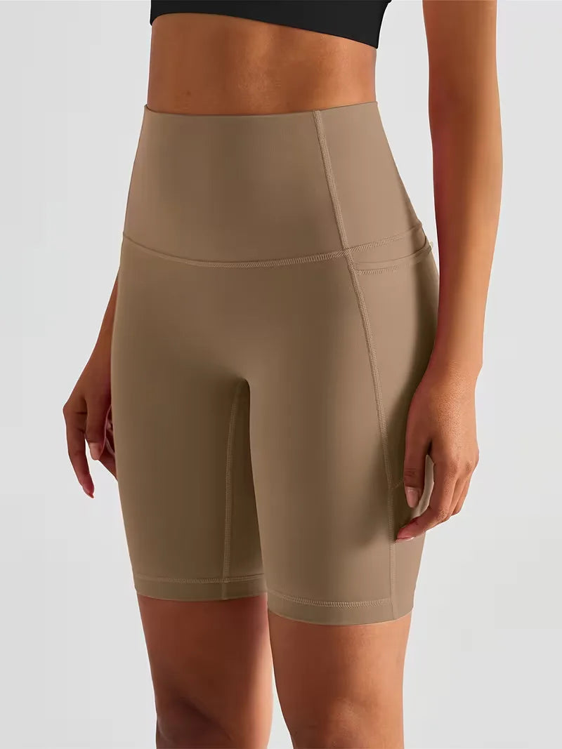 Dames Sportshort met Hoge Taille en Zijzak Ademend
