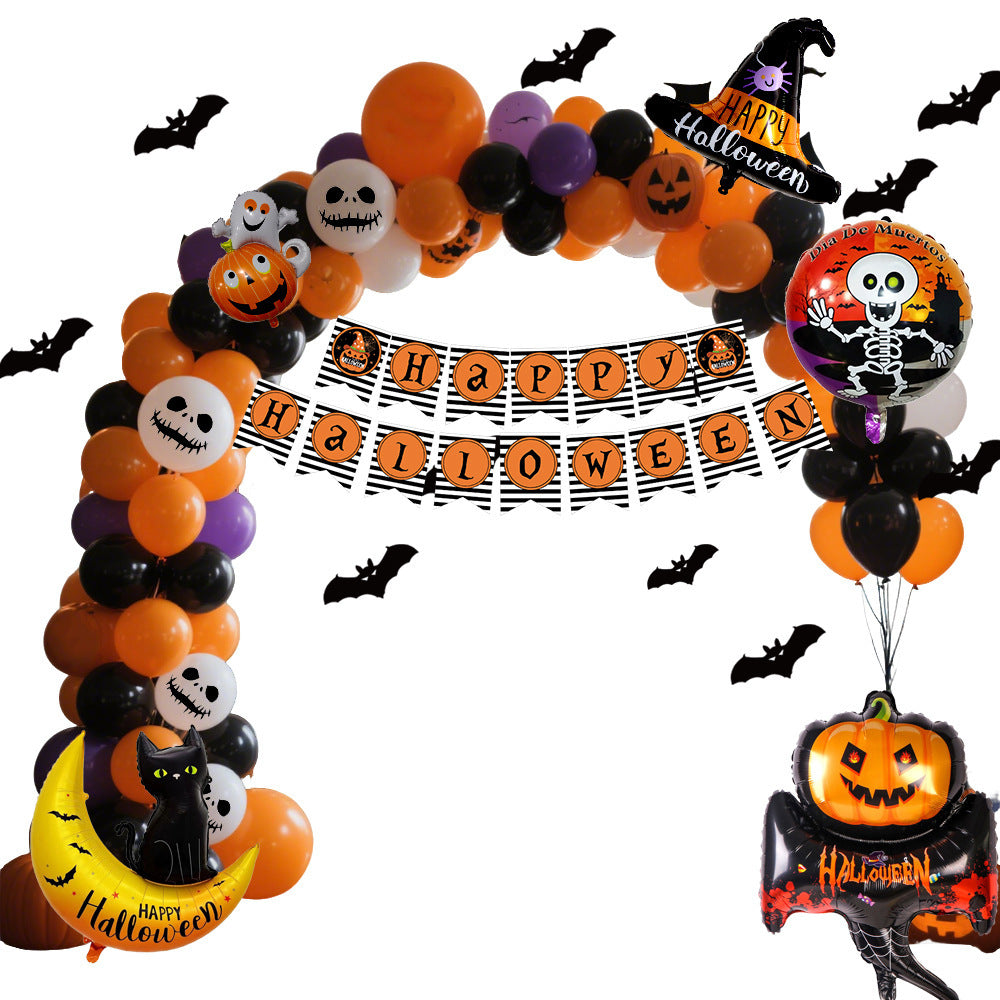 Halloween Ballonenset – Zwart Oranje Paars met Pompoenprint