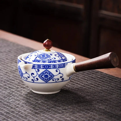 Porseleinen Gongfu Theeset met Houten Zijkant en Passend Deksel