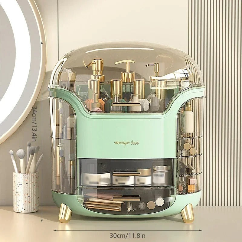 Luxe Transparante Make-up Organizer met Draaideuren en Lades