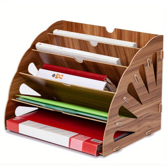 Houten Bureau Organizer met 5 Lagen – Waaierdesign MDF
