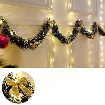 LumaTinsel LED Kerstslinger – Set van 2 Draadloze Metallic Slingerlampen met Warme Verlichting