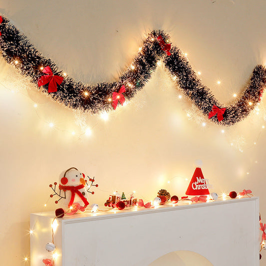 LumaTinsel LED Kerstslinger – Set van 2 Draadloze Metallic Slingerlampen met Warme Verlichting