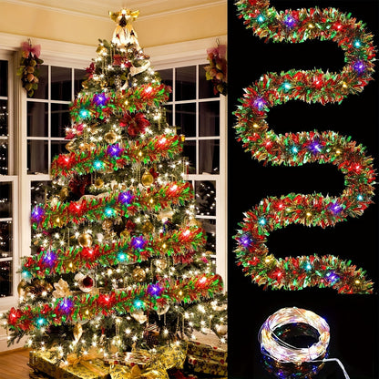 Glitterende LED-decoratieslinger 4,88m met 50 lampjes Batterij Warm Wit