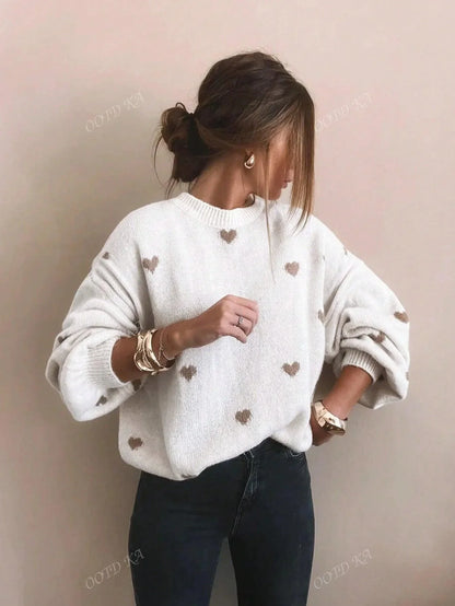 Hartelief Dames Trui met Speelse Print en Relaxte Pasvorm