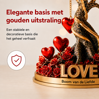 Kristallen Rozenboom Hartdecoratie met Gouden Basis – Romantische 2D Acryl Decoratie