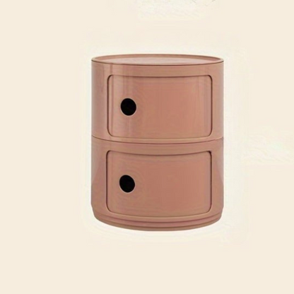 Ronde Nachtkast met Kunststof Lades en Modern Design