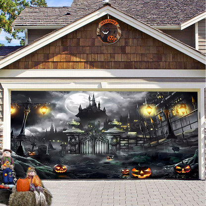 Halloween Garagedeur Decoratie Banner - Griezelige Sfeer in Minuten