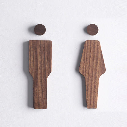 Set Houten Toiletborden van Zwart Walnoot – Heren & Dames – Zelfklevend