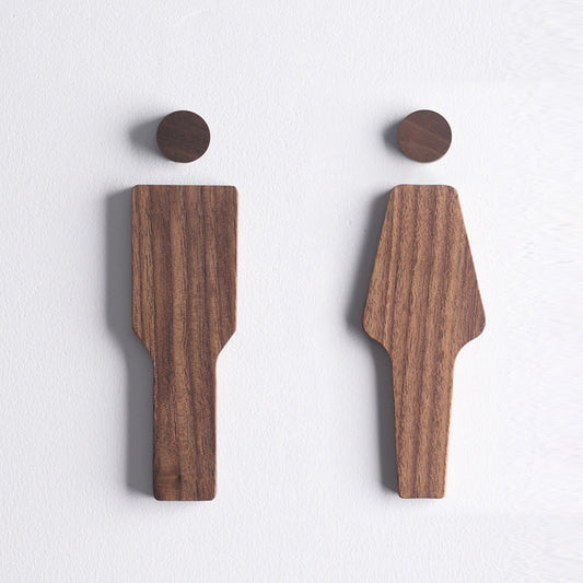 Set Houten Toiletborden van Zwart Walnoot – Heren & Dames – Zelfklevend