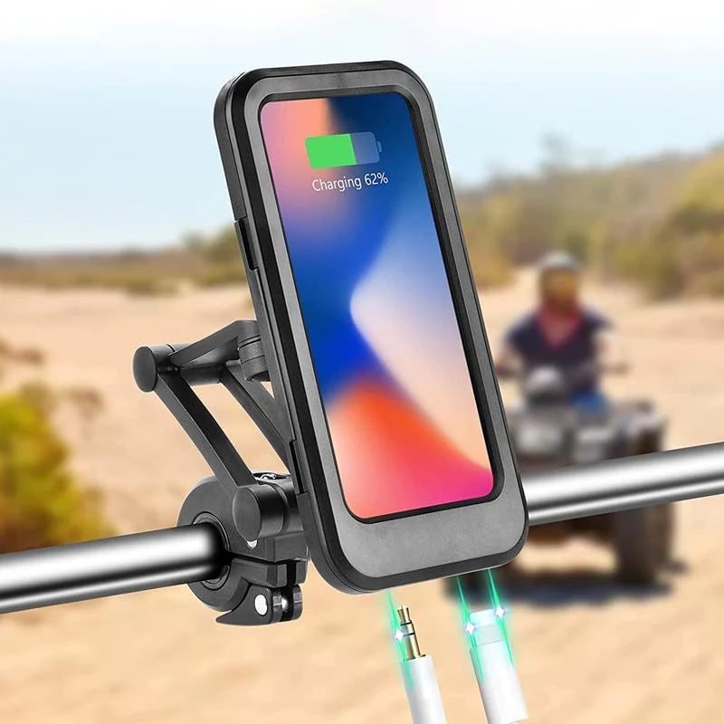 RideCharge Pro – Waterdichte Telefoonhouder met USB- en 15W Draadloos Opladen voor Fiets en E-Bike