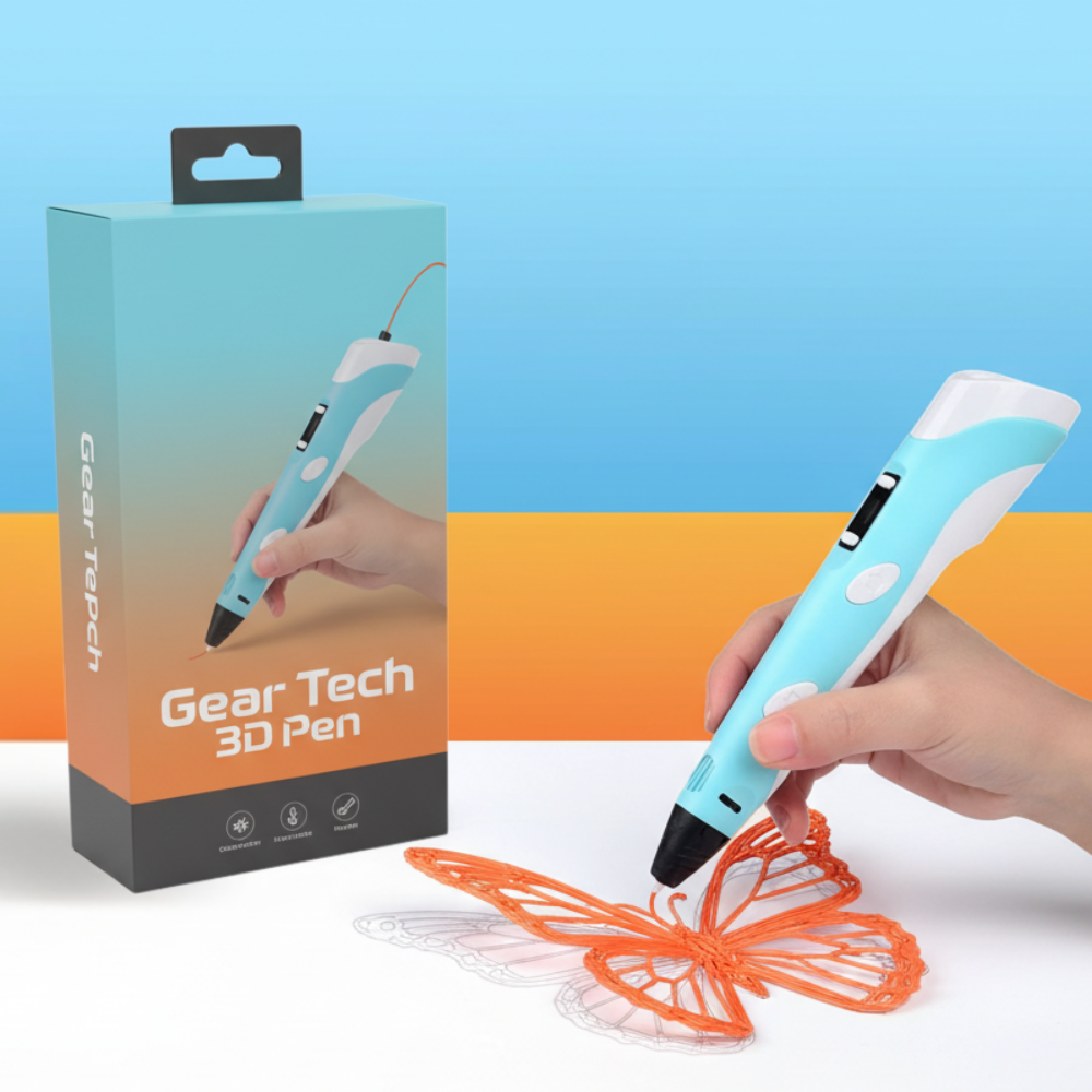 Geartech 3D Printpen met Verstelbare Snelheid & 50 m Kleurenfilament Set