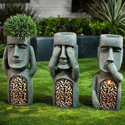 KunstTuin Sculptuur Bloempot met Solar LED – Decoratief & Functioneel