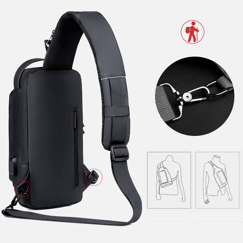 Veilige USB-schoudertas Oxford met TSA-sluiting