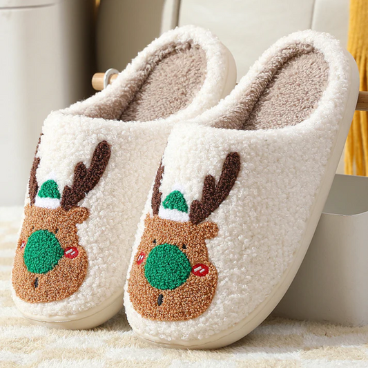 ReindeerSoft Kerstslippers – Warme Rendiersloffen met Antislipzool voor Dames en Heren