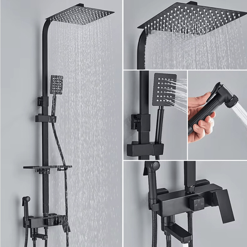 RainFlow Luxe regendouche set – verstelbare messing douchekraan met 4 functies