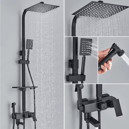 RainFlow Luxe regendouche set – verstelbare messing douchekraan met 4 functies