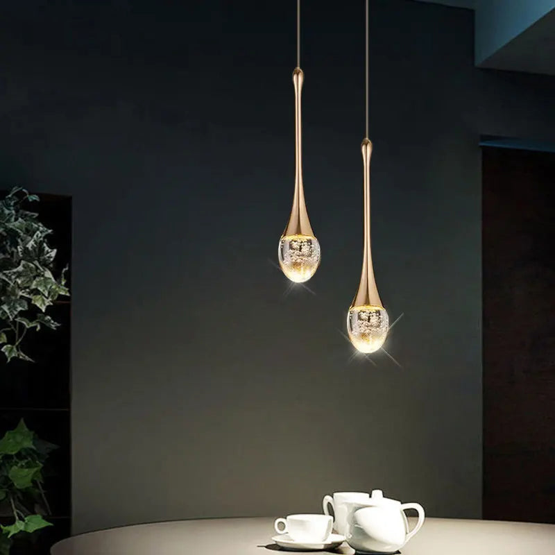 Druppelvormige glazen hanglamp met warmwit licht - 3000K