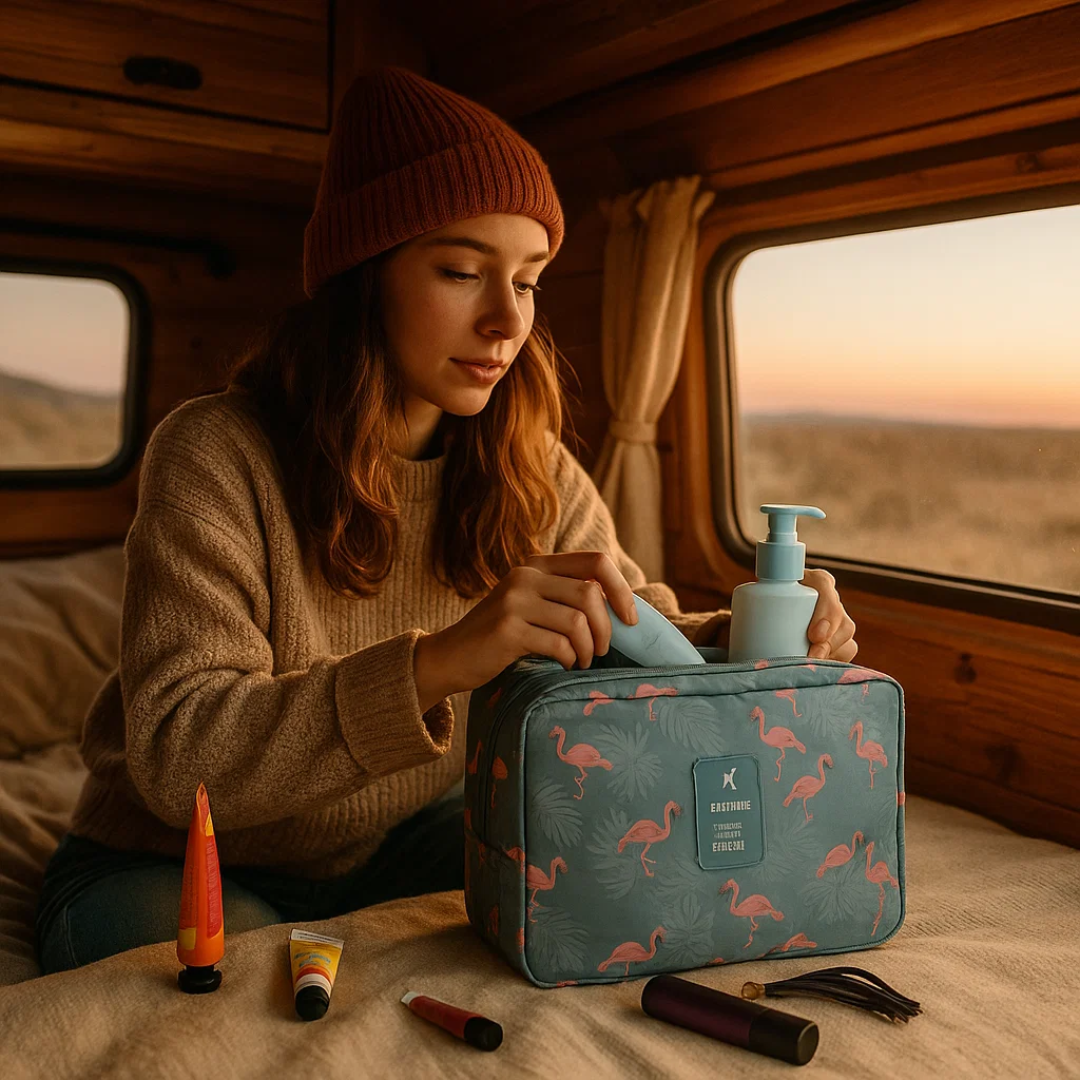 TravelEase – Waterafstotende Cosmetictas met Haak en Vakken | Reistoilettas