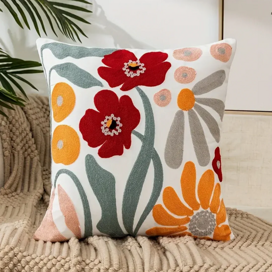 Sierkussen FloraZacht – Decoratief Bloemenkussen met Afneembare Hoes