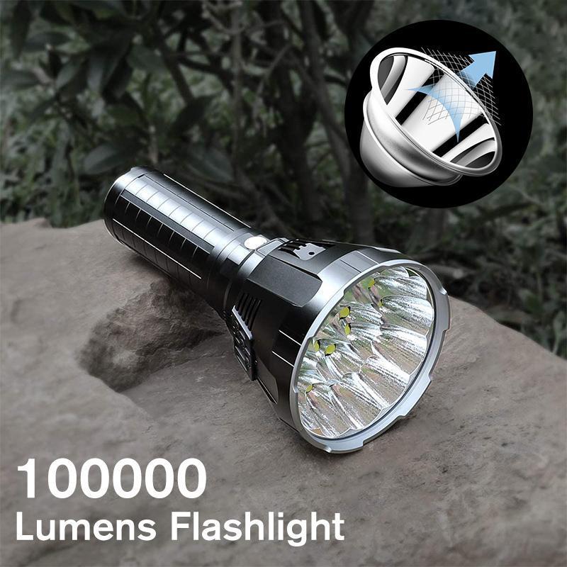 Professionele High-Performance LED-Zaklamp met Actieve Koeling | 100.000 Lumen | 2.350m Bereik | 18x CREE XHP70.2 | OLED-Display | IP68