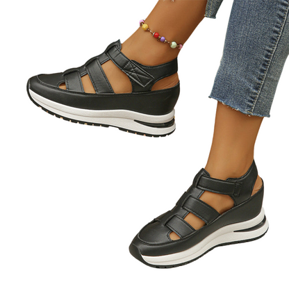 CitySteps Dames Gladiator Sandalen – Gesloten Teen met Platform en Klittenbandsluiting